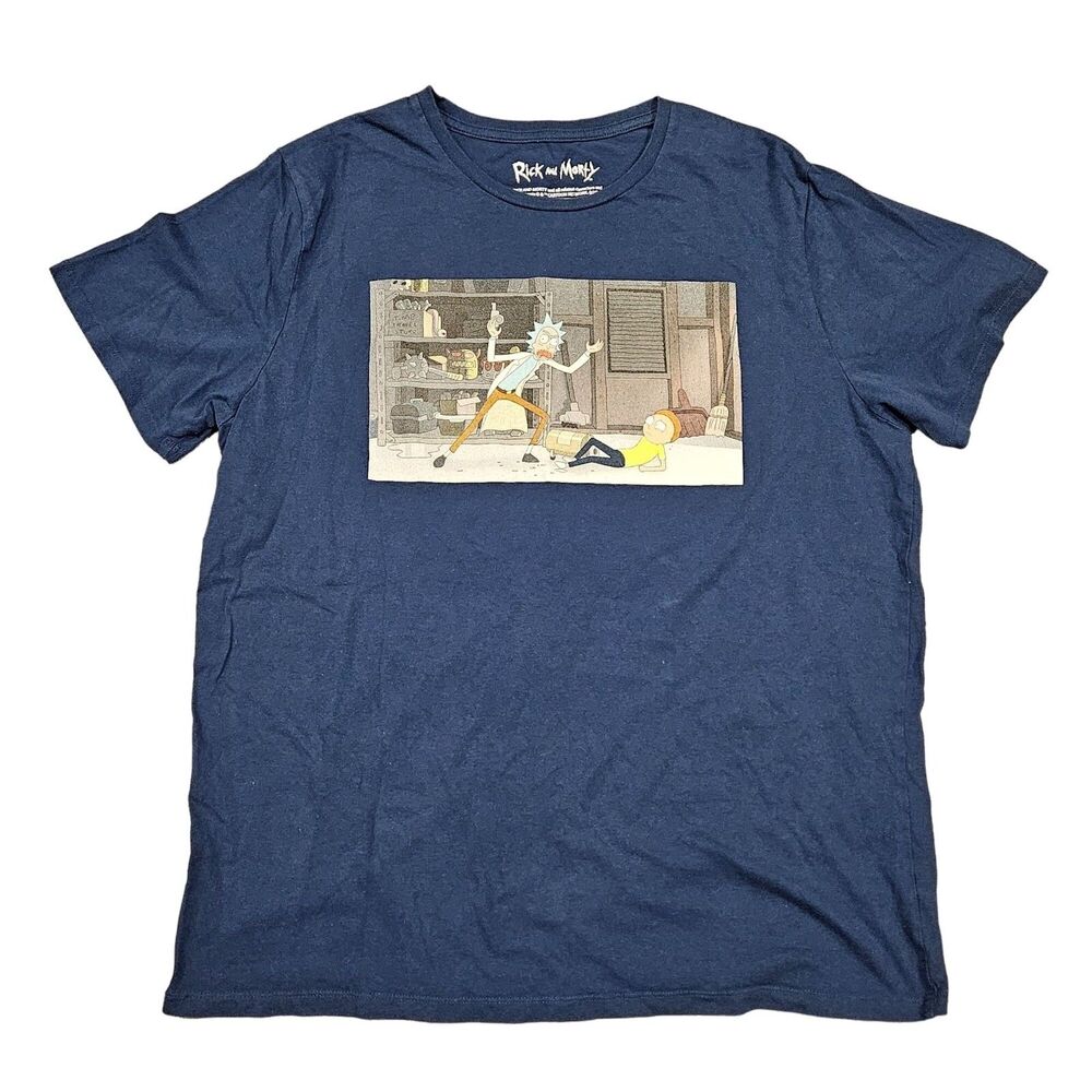 Rick and Morty Cartoon Network Men's Blue Short Sleeve Graphic T-Shirt Size XL